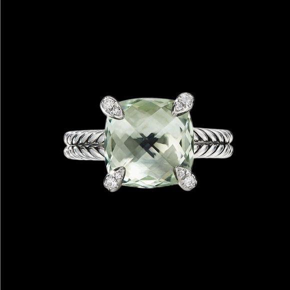 David Yurman Jewelry - David Yurman Ring Prasiolite Silver with Pave Diamonds